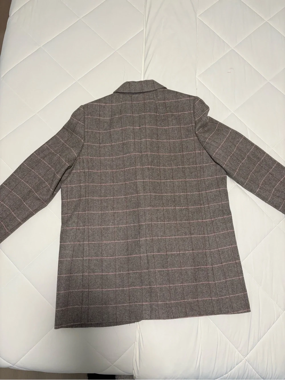 Madewell Brown Windowpane Blazer with Pink Accents